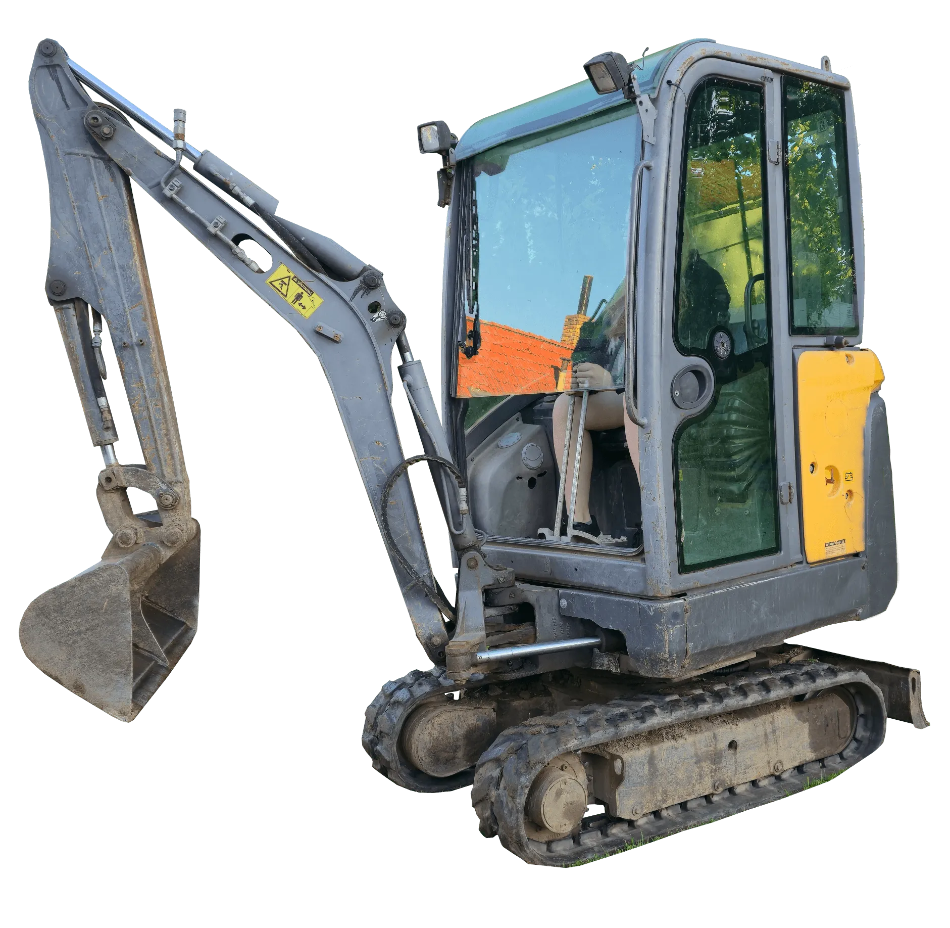 Minibagr Volvo EC18D - boční pohled na stavební stroj